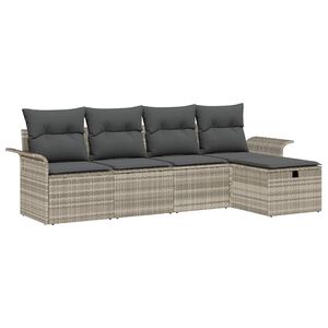 vidaXL Conjunto de Sof&aacute; de Jardim 5 unid. Rattan Sint&eacute;tico