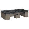 vidaXL 11 pcs conjunto sof&aacute;s de jardim c/ almofad&otilde;es vime PE cinzento