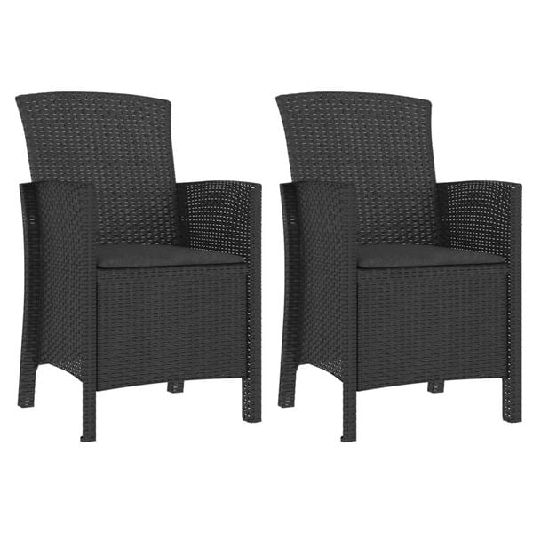 vidaXL Cadeiras de jardim 2 pcs com almofad&otilde;es vime PE grafite