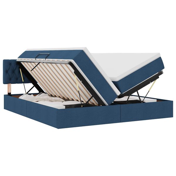 vidaXL Cama com Armazenamento Azul 180 x 200 cm Couro Sint&eacute;tico