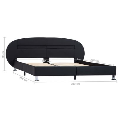 vidaXL Estrutura de cama c/ LEDs 180x200 cm couro artificial preto
