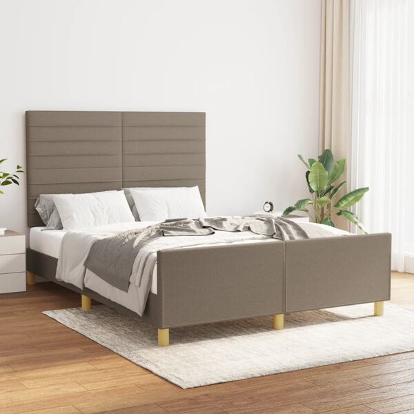 vidaXL Cama sem colch&atilde;o 140x190 cm tecido castanho-acinzentado