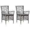 vidaXL Cadeiras de exterior 2 pcs com almofad&otilde;es vime PE cinzento