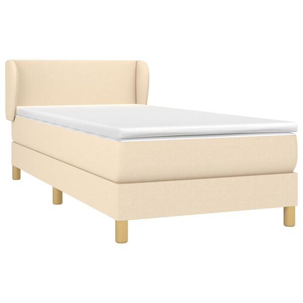 vidaXL Cama com molas/colch&atilde;o 90x190 cm tecido cor creme