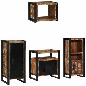 vidaXL Conjunto de M&oacute;veis para Banheiro 4 pcs Madeira Refor&ccedil;ada S&oacute;lida