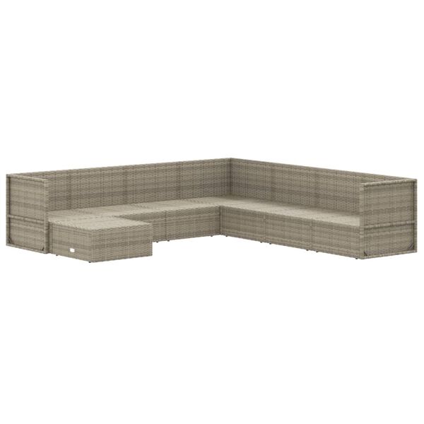 vidaXL 8 pcs conjunto lounge de jardim c/ almofad&otilde;es vime PE cinzento