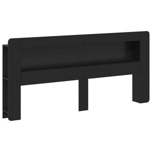 vidaXL Cabeceira com Arm&aacute;rio Preto Madeira engenheirada