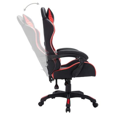 vidaXL Cadeira estilo corrida luzes LED RGB couro arti. vermelho/preto