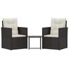 vidaXL 3 pcs conjunto lounge de exterior c/ almofad&otilde;es vime PE preto