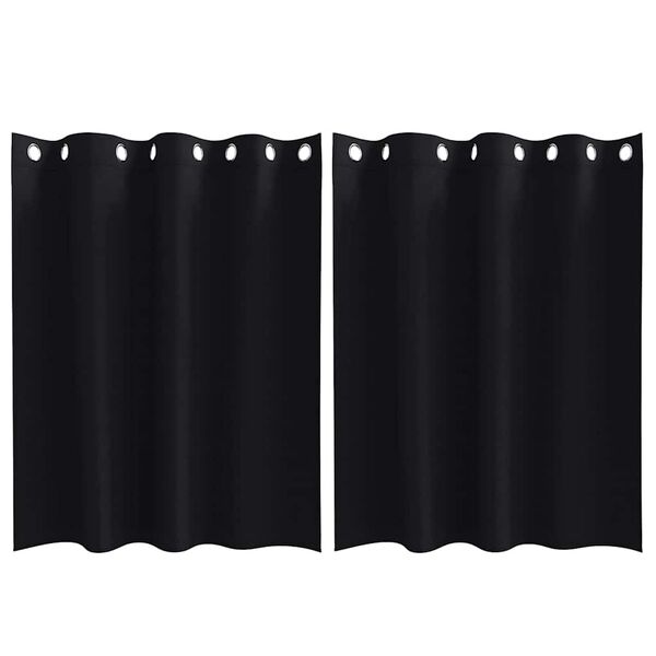 vidaXL Cortinas Blackout com Argolas 2 pcs Preto 140 x 140 cm
