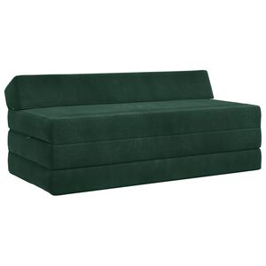 vidaXL Sof&aacute; Cama Dobr&aacute;vel Verde-Escuro 120 x 60 x 49 cm Tecido