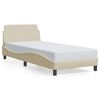 vidaXL Estrutura de cama com cabeceira Dover tecido 90x200 cm creme