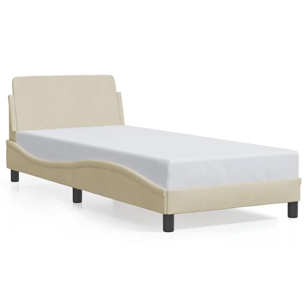 vidaXL Estrutura de cama com cabeceira Dover tecido 90x200 cm creme