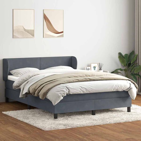 vidaXL Cama com molas/colch&atilde;o 160x210 cm veludo cinzento-escuro