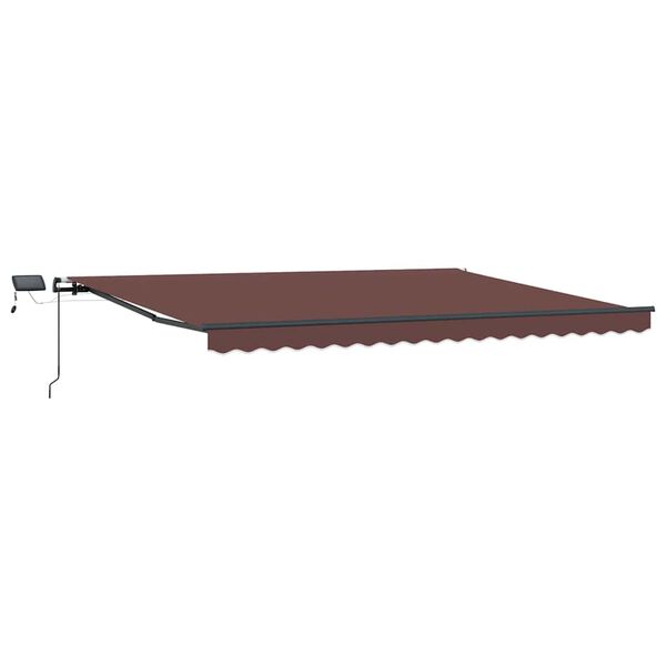vidaXL Toldo retr&aacute;til manual com luzes LED 400x300 cm castanho