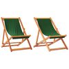vidaXL Cadeiras de praia dobr&aacute;veis 2 pcs tecido verde