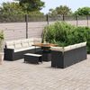 vidaXL Conjunto de Sof&aacute; de Jardim 12 pcs Preto e Creme vime PE