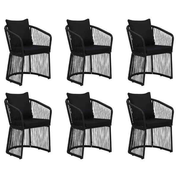 vidaXL 7 pcs conjunto de jantar para jardim com almofad&otilde;es preto