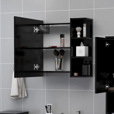 vidaXL Armário de WC c/ espelho 62,5x20,5x64 cm contraplacado preto