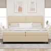 vidaXL Cama Box Spring LED com colch&atilde;o Creme 200 x 200 cm tecido
