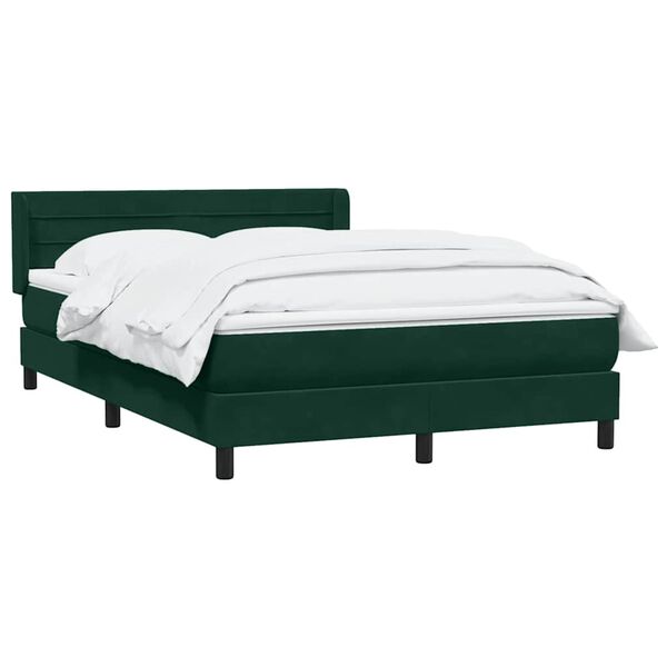 vidaXL Cama box spring com colch&atilde;o 160x210 cm veludo verde escuro