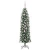 vidaXL &Aacute;rvore Slim de Natal Artificial Verde e Branco 150 cm