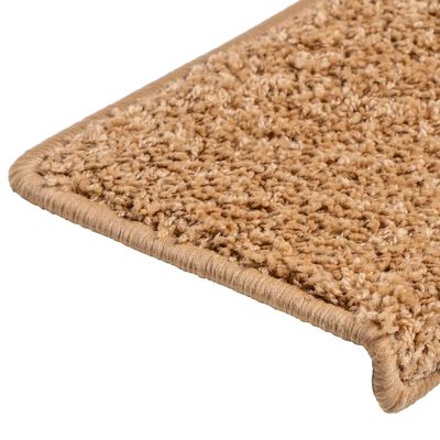 vidaXL Tapete/carpete para degraus 15 pcs 65x21x4 cm bege