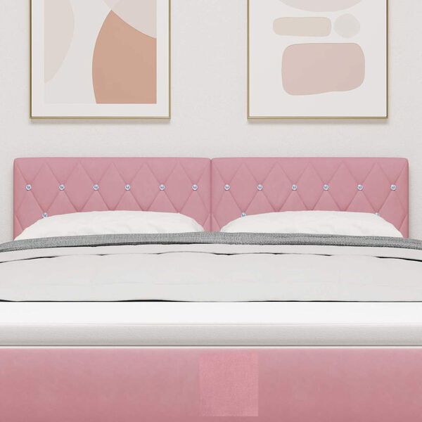 vidaXL Cabeceira com cabeceira Rosa 144 cm Couro Sint&eacute;tico