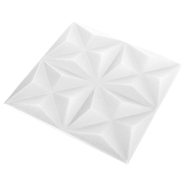 vidaXL Pain&eacute;is de parede 48 pcs Branco Origami 50 x 50 cm Espuma XPS