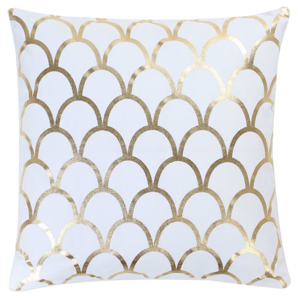 vidaXL Almofadões 2pcs 40x40cm algodão impress. folha branco e dourado