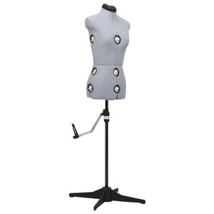 vidaXL Manequim feminino ajust&aacute;vel tamanho S 33-40 cinzento