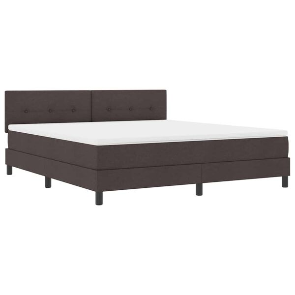 vidaXL Cama Box com colch&atilde;o Marrom Escuro 180 x 200 cm tecido