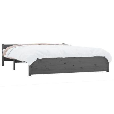 vidaXL Estrutura de cama 140x190 cm madeira maciça cinzento