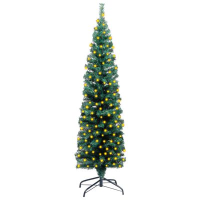 vidaXL Árvore de Natal pré-iluminada fina com suporte 120 cm PVC verde