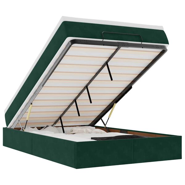 vidaXL Cama otomana com colch&atilde;o 120x190 cm veludo verde-escuro
