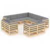 vidaXL 11 pcs conjunto lounge de jardim c/ almofad&otilde;es pinho maci&ccedil;o