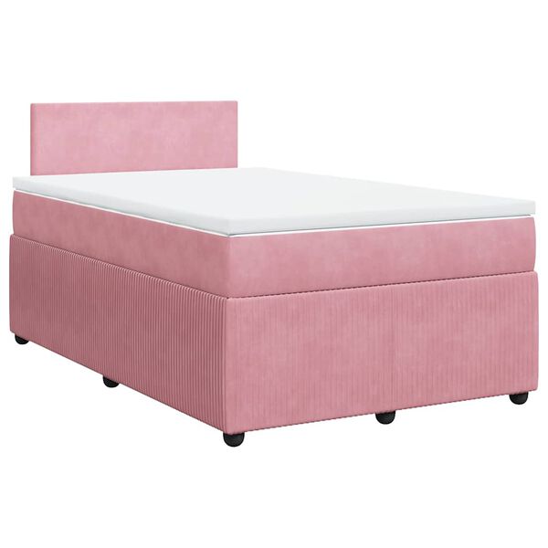 vidaXL Cama boxspring com colch&atilde;o 120x200 cm veludo rosa