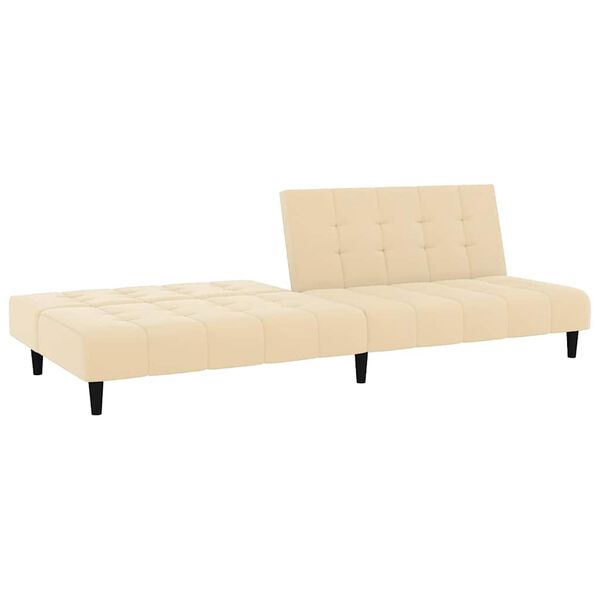 vidaXL Sof&aacute;-cama de 2 lugares veludo cor creme