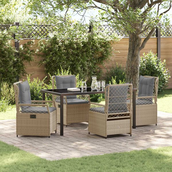 vidaXL Conjunto de Jantar para Jardim 5 pcs Bege e Cinza Claro vime PE