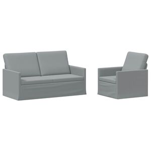 vidaXL Conjunto de Sof&aacute;s 2 pcs Cinzento-claro Tecido