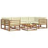 vidaXL Conjunto de Sof&aacute;s para Exterior 7 pcs Natural e Creme