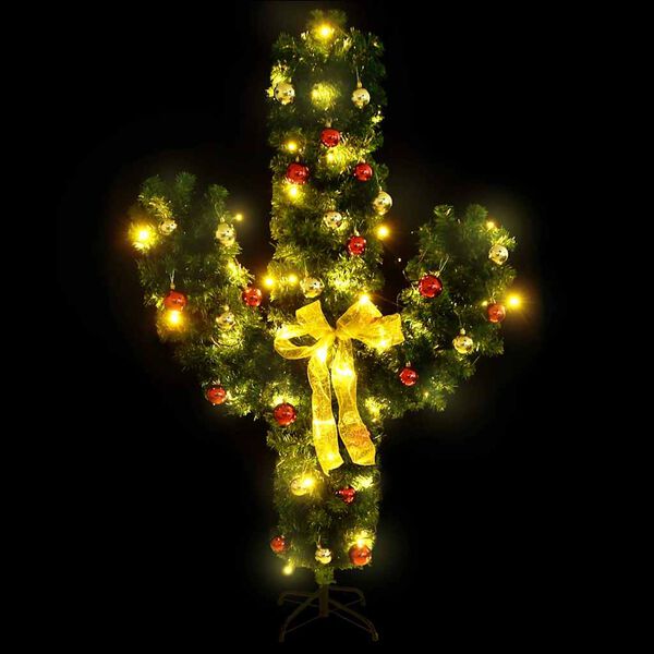 vidaXL Cato de Natal com suporte e LEDs PVC 150 cm verde