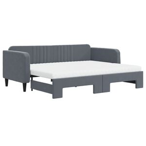 vidaXL Sof&aacute;-cama c/ gavet&atilde;o e colch&otilde;es 90x200cm veludo cinzento-escuro