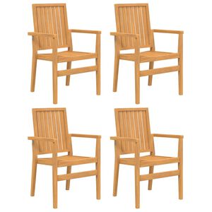 vidaXL Cadeiras de jardim empilh&aacute;veis 4 pcs 56,5x57,5x91cm teca maci&ccedil;a