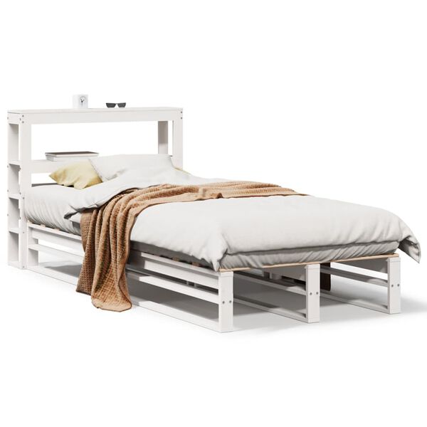 vidaXL Cama sem colch&atilde;o 90x200 cm madeira de pinho maci&ccedil;a branco