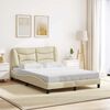 vidaXL Estrutura de cama sem colch&atilde;o Hvar 140x190 cm tecido cor creme