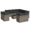 vidaXL 12 pcs conjunto de sof&aacute;s jardim c/ almofad&otilde;es vime PE cinzento