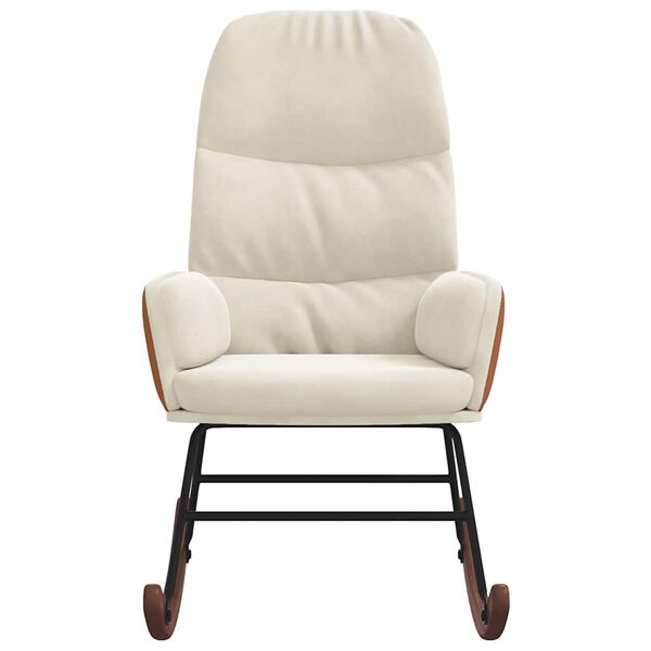 vidaXL Cadeira de baloiço veludo branco nata