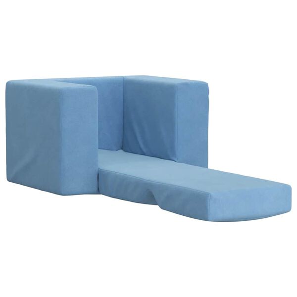 vidaXL Sof&aacute;-cama infantil pel&uacute;cia macia azul