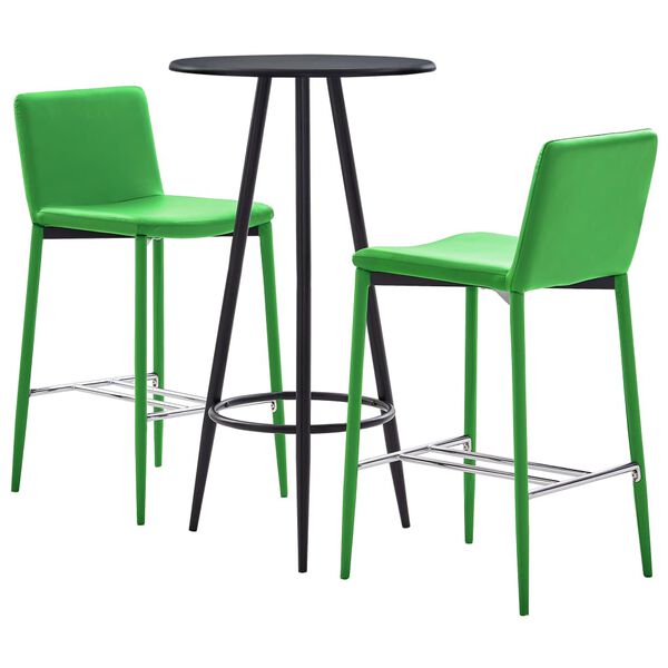vidaXL 3 pcs conjunto de bar couro artificial verde
